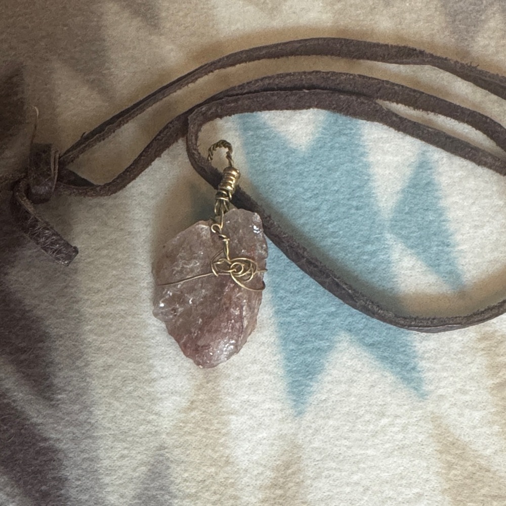 Gold Wire Wrapped  “Lavender Quartz” Crystal Pendant Necklace